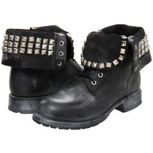 *Rare Find* Frye Rogan Studded Lace Combat Boots Fold Over